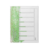 Green Brushstroke Gold Confetti Weekly Planner Notizblock (Rotiert)