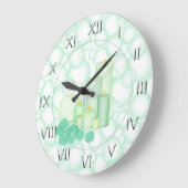 Green Bubble Candle Bathroom Große Wanduhr (Winkel)