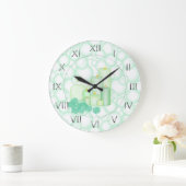 Green Bubble Candle Bathroom Große Wanduhr (Zuhause)