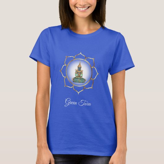 Green Buddha und Golden Lotus T-Shirt (Vorderseite)