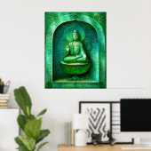 Green Buddha Zen Buddhist Meditation Art Poster (Heimbüro)
