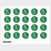 Green Buddha Zen Meditation Round Sticker (Blatt)