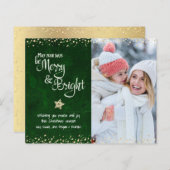 Green Budget Foto Days Merry Bright Script Card (Vorne/Hinten)