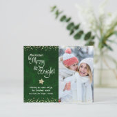 Green Budget Foto Days Merry Bright Script Card (Stehend Vorderseite)