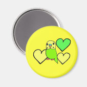 Green Budgie mit Herz Magnet (Vorderseite/Rückseite)
