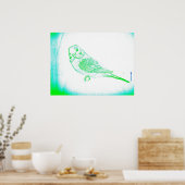Green Budgie Portrait Poster (Küche)