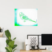 Green Budgie Portrait Poster (Heimbüro)