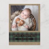 Green Buffalo Kariert auf Kraft Frohe Weihnachts-F Postkarte (Vorderseite)