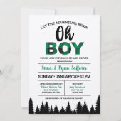 Green Buffalo Kariert Baby Dusche Einladung Oh Jun (Vorderseite)