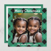 Green Buffalo Kariert Custom Foto Weihnachten (Vorne/Hinten)