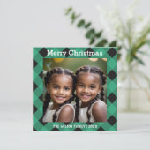 Green Buffalo Kariert Custom Foto Weihnachten (Stehend Vorderseite)