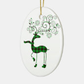 Green Buffalo Kariert Deer Keramik Ornament (Links)