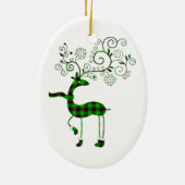 Green Buffalo Kariert Deer Keramik Ornament (Hinten)
