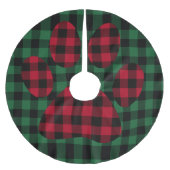 Green Buffalo Kariert & Dog Paw Print, Checked Polyester Weihnachtsbaumdecke (Vorderseite)
