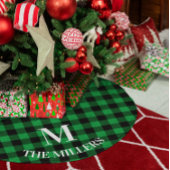 Green Buffalo Kariert Family Monogram Polyester Weihnachtsbaumdecke
