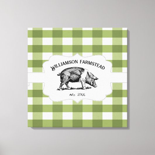 Green Buffalo Kariert Farm Pig Canvas drucken Leinwanddruck (Vorderseite)