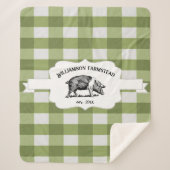 Green Buffalo Kariert Farm Pig Sherpa Blanket Sherpadecke (Vorderseite)