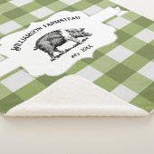 Green Buffalo Kariert Farm Pig Sherpa Blanket Sherpadecke (3/4)