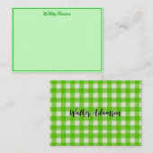 Green Buffalo Kariert - Gingham Karo Name Border Mitteilungskarte (Vorne/Hinten)