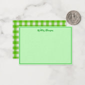 Green Buffalo Kariert - Gingham Karo Name Border Mitteilungskarte (Vorderseite/Rückseite Beispiel)