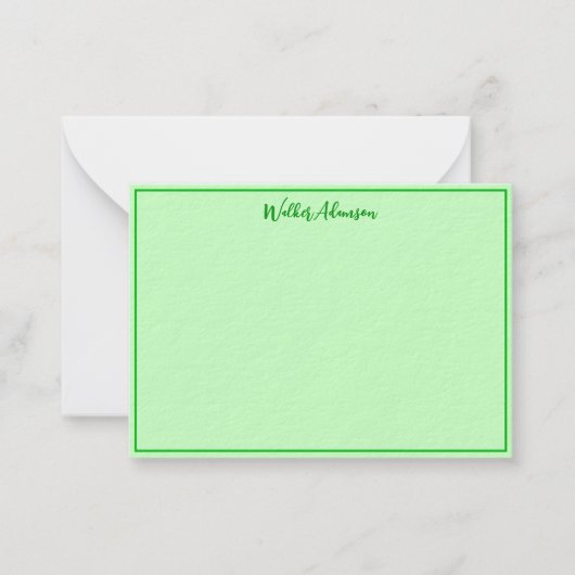 Green Buffalo Kariert - Gingham Karo Name Border Mitteilungskarte (Vorderseite)