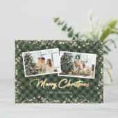 Green Buffalo Kariert Gold Foto Weihnachten (Stehend Vorderseite)