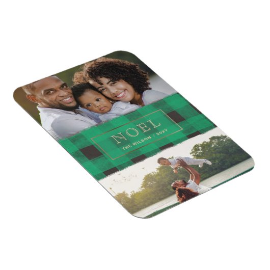 Green Buffalo Kariert Gold Frame WEIHNACHTEN Mehrf Magnet (Rechte Seite)