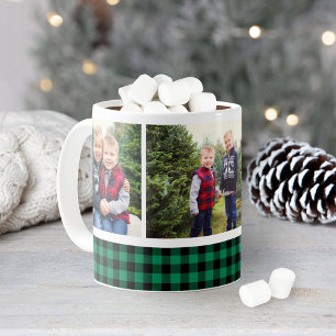 Green Buffalo Kariert Holiday Foto Collage Kaffeetasse