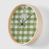 Green Buffalo Kariert Monogram Clock Uhr (Winkel)