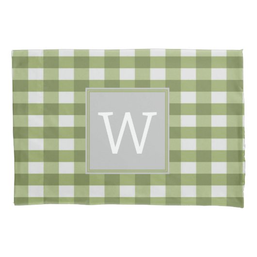 Green Buffalo Kariert Monogram Pillowcase Kissenbezug (Vorderseite)