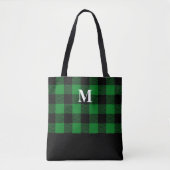 Green Buffalo Kariert Monogram Tote Bag Tasche (Vorderseite)