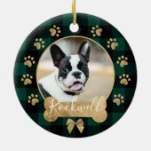 Green Buffalo Kariert Pattern Gold Bow Family Foto Keramik Ornament (Hinten)