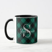 Green Buffalo Kariert Rustic Monogram Name Tasse (Links)