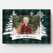 Green Buffalo Kariert Rustikales Pine Tree Family  Fotoplatte (Vorderseite)