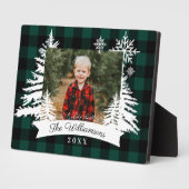 Green Buffalo Kariert Rustikales Pine Tree Family  Fotoplatte (Seite)