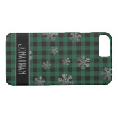 Green Buffalo Kariert Silver Glitzer Schneeflocken Case-Mate iPhone Hülle (Rückseite (Horizontal))
