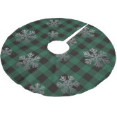 Green Buffalo Kariert Silver Glitzer Schneeflocken Polyester Weihnachtsbaumdecke (Schrägansicht)