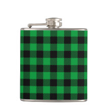 Green Buffalo Kariert Vinyl Wrapped Flask