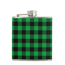 Green Buffalo Kariert Vinyl Wrapped Flask Flachmann