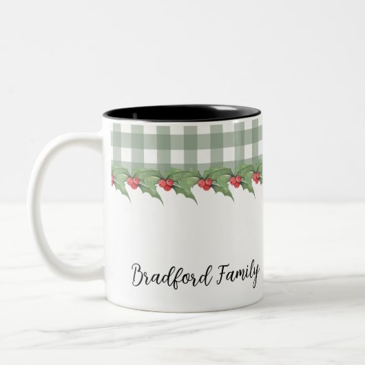 Green Buffalo Kariert Weihnachten Zweifarbige Tasse (Links)