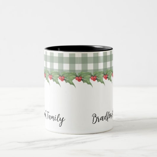 Green Buffalo Kariert Weihnachten Zweifarbige Tasse (Mittel)