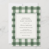Green Buffalo Karierte Babydusche Einladung (Vorderseite)