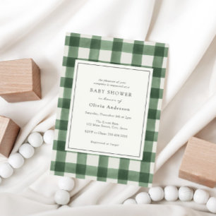 Green Buffalo Karierte Babydusche Einladung