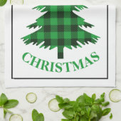 Green Buffalo Karierte Bäume Bauernhof Weihnachten Geschirrtuch (Gefaltet)