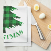 Green Buffalo Karierte Bäume Bauernhof Weihnachten Geschirrtuch (Viertel Falte)