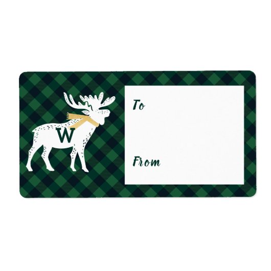 Green Buffalo Karierte Elche Monogram Weihnachten (Vorne)