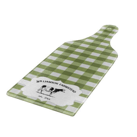 Green Buffalo Karierte Farm Cow Cutting Board Schneidebrett (Ecke)