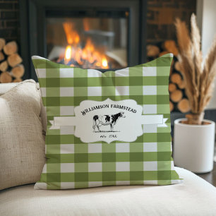 Green Buffalo Karierte Farm Cow Throw Kissen