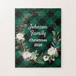 Green Buffalo Karierte Rose Blumenfamilien Weihnac Puzzle