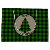 Green Buffalo Karierte Weihnachtsbaume Große Gesch Geschenktüte (Rückseite)